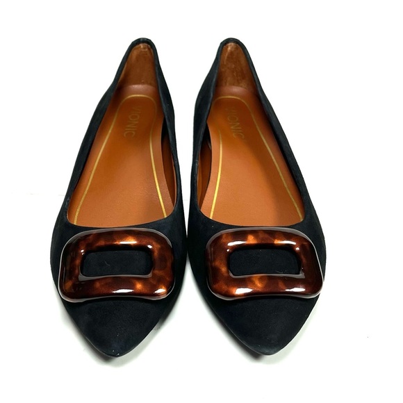 Vionic Womens Gem Amanda Ballet Flats Pointed Toe Buckle Black Suede Size 6 - Picture 5 of 10